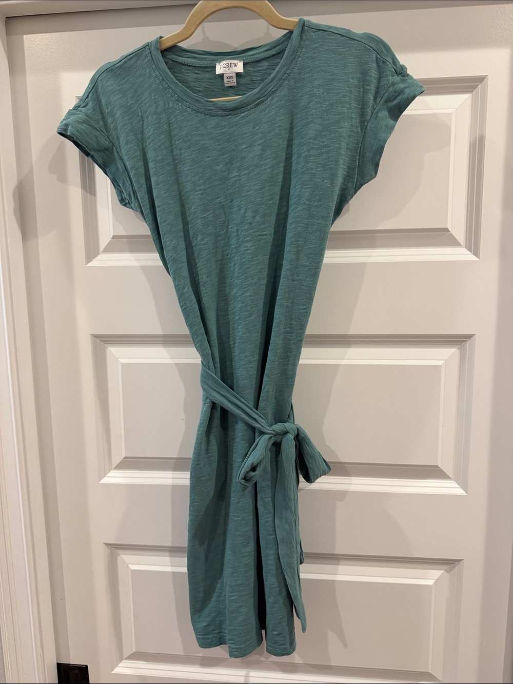J. Crew Teal Tie-Waist Tee Dress